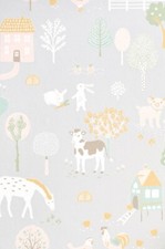 Papel de parede Majvillan My Farm Eco cinza ardósia bebê infantil sueco passado a parede, usado comprar usado  Enviando para Brazil
