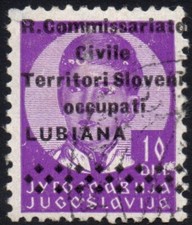 ITALIA  Lubiana 1941 - Usato  10  din. "R.Commissariato Civile"  #S#JOM na sprzedaż  Wysyłka do Poland