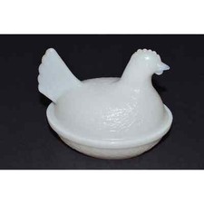 Estatueta de galinha de vidro opalino branco Indiana Glass Hen on Nest, galinha de vidro leitoso HON comprar usado  Enviando para Brazil