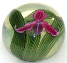 Usado, Lindo peso de papel de vidro arte planta orquídea florida LUNDBERG Studios comprar usado  Enviando para Brazil