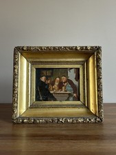 Pintura em tela a óleo após Eduard Von Grützner moldura dourada assinada cena de pub monges comprar usado  Enviando para Brazil
