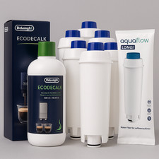 Używany, 6x filtr do wody Aquafloow do DeLonghi + oryginalny odkamieniacz ecoDecalk 500ml na sprzedaż  Wysyłka do Poland