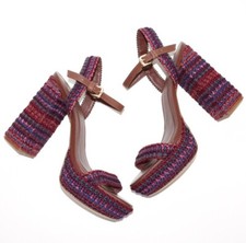 Sandálias de salto alto bloco crochê multicoloridas Arezzo Mya tamanho 10,5 US$ 120 novas sem etiquetas comprar usado  Enviando para Brazil