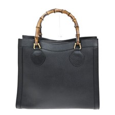 Bolsa de mão de ombro GUCCI logotipo bambu couro preto GHW Itália 02YH265, usado comprar usado  Enviando para Brazil
