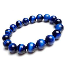 Pulseira de contas redondas de pedra preciosa natural olho de tigre azul Brasil 10 mm 7,5 pol. AAA comprar usado  Enviando para Brazil