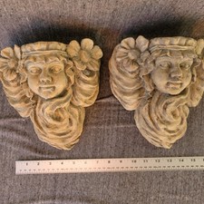 Decoração de jardim caprichosa resina querubim rosto concreto falso parede bolso plantador conjunto , usado comprar usado  Enviando para Brazil