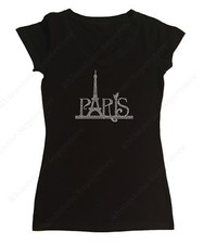 Camiseta Feminina de Strass "Torre Eiffel de Paris" em P, M, L, 1X, 2X, 3X, usado comprar usado  Enviando para Brazil
