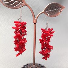 Brincos pendentes de coral vermelho 925 Sivler gancho festa feminino joias penduradas comprar usado  Enviando para Brazil