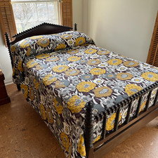 Colcha Floral Vintage TALLA QUEEN AÑOS 70 - Colcha Acolchada Mediados de Siglo - Decoración Retro segunda mano  Embacar hacia Mexico
