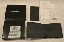 Carteira Masculina Giorgio Armani Couro Saffiano Cinza Dobrável Genuína Usada, usado comprar usado  Enviando para Brazil