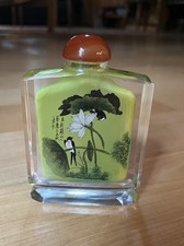 Frasco de perfume de pássaros pintado de vidro chanfrado com rolha de pedra vermelha comprar usado  Enviando para Brazil