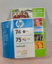 Tinteiro HP 74 Preto Genuíno + 75 Tricolor NOVO - Data de validade Agosto 2009 comprar usado  Enviando para Brazil