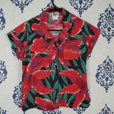 Camisa havaiana vintage Byer California feminina pequena floral vermelha com botões curtos comprar usado  Enviando para Brazil