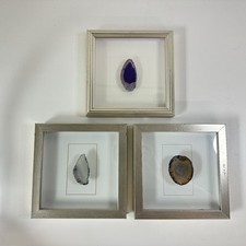 Lote de 3 arte de parede fatia de pedra ágata natural caixa de sombra comprar usado  Enviando para Brazil