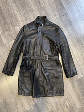 MATRIX LEATHER TRENCH COAT JACKET VERSACE WITH BELT, BLACK COLOR comprar usado MATRIX LEATHER TRENCH COAT JACKET VERSACE WITH BELT, BLACK COLOR comprar usado  Enviando para Brazil