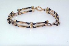Pulseira vintage ouro amarelo 14k com fecho painel de cabelo de cavalo preto link 6" comprar usado  Enviando para Brazil