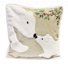 Esquimal Kiss Aplique Polar Osos Y Bordado Follaje Y Bayas Cojín comprar usado  Enviando para Brazil