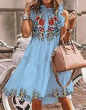 Vestido de poliéster feminino grande bebê estampa de tela azul comprar usado  Enviando para Brazil