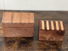 2 caixas vintage de madeira feitas à mão ideais para presentes de joias ou bugigangas de armazenamento, usado comprar usado  Enviando para Brazil