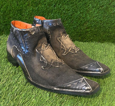 Botas masculinas Robert Wayne Morris 9 cinza escuro jeans desgastado com zíper lateral biqueira quadrada comprar usado  Enviando para Brazil
