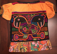 Usado, Blusa vintage Kuna Mola arte Panamá feita à mão cavalo bordado 2 painéis comprar usado  Enviando para Brazil