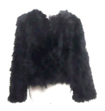 Pelzjacke schwarz federn gebraucht kaufen  Deutschland