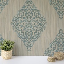 Teal damask wallpaper for sale  ROCHDALE