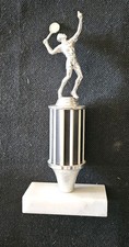 Troféu de jogador de tênis vintage 9" - Base de mármore tampo de metal bronze década de 1950 comprar usado  Enviando para Brazil