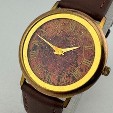Antigo relógio de quartzo fóssil PC-7362 unissex tom dourado prisma couro marrom nova bateria comprar usado  Enviando para Brazil