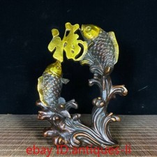Colección Antigua China Cobre Puro y Dorado Doble Ofrenda Bendiciones segunda mano  Embacar hacia Mexico