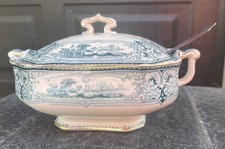 Colher de servir inglesa Ford & Sons VERONA Flow azul molho/molho com tampa Tureen comprar usado  Enviando para Brazil