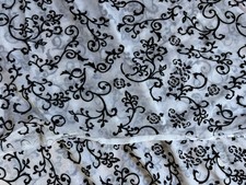 Tecido vintage transparente flocado branco com flocagem preta em ambos os lados 11+ jardas x 56", usado comprar usado  Enviando para Brazil