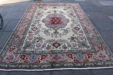 Tapete vintage usado feito à mão tradicional oriental de lã verde branco 301x200cm comprar usado Tapete vintage usado feito à mão tradicional oriental de lã verde branco 301x200cm comprar usado  Enviando para Brazil