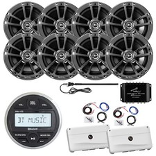 Usado, Rádio AM/FM JBL Marine, alto-falante 8x 6,5", 2x amplificador com kit, divisor, antena (preto) comprar usado  Enviando para Brazil