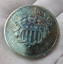 Vintage Prata Monark 1 oz .999 Prata Fina Redonda (Bom Tonificação Azul OBV) (b) comprar usado  Enviando para Brazil