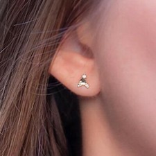 Brincos naturais de ouro amarelo 14k com três diamantes constelação novos  comprar usado  Enviando para Brazil