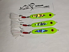 3 - 2 oz laje chumbo colheres de pesca iscas chartreuse holograma comprar usado  Enviando para Brazil