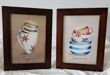 Taza de té con marco de madera 5x7 cuadros decoración de pared: juego de 2 segunda mano  Embacar hacia Mexico