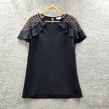 Blusa feminina Khoko tamanho 10 preta acabamento em renda manga curta babado, usado comprar usado  Enviando para Brazil