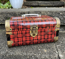 Vintage Infantil Tartan Xadrez Boneca de Metal Choo Choo Bolsa com Mala Atomic Starburst comprar usado  Enviando para Brazil