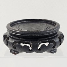 Vaso de madeira preto oriental asiático redondo 2 1/4" suporte base de exibição comprar usado  Enviando para Brazil