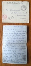 Bef ww1 letter for sale  LONDON