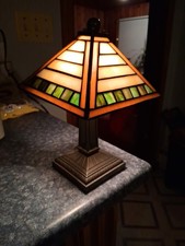 Usado, Suporte noturno/lâmpada de mesa vintage estilo missão vitral artesanal. Fofo comprar usado  Enviando para Brazil