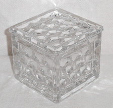 Usado, Caixa de puff quadrada Fostoria ~ Americana ~ Recipiente de cômoda com tampa ~ Vidro comprar usado  Enviando para Brazil