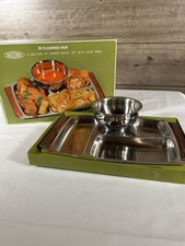 Usado, Conjunto de lanches retrô 60’s-70’s unisonic 4 seções TV; 18-8 aço inoxidável com tigela comprar usado  Enviando para Brazil