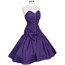 Usado, Vestido de festa vintage anos 80 roxo tafetá franzido saia completa sem alças vestido de formatura P comprar usado  Enviando para Brazil