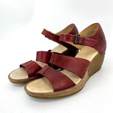 Sandália feminina Dr Martens de couro cunha vermelha biqueira aberta com duas alças (5) comprar usado  Enviando para Brazil