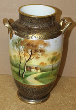 Vaso de porcelana antigo Noritake Japão pintado à mão Moriage marca coroa de flores década de 1910 comprar usado Vaso de porcelana antigo Noritake Japão pintado à mão Moriage marca coroa de flores década de 1910 comprar usado  Enviando para Brazil