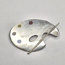 Usado, Broche TAXCO MÉXICO prata esterlina estampado artista pintura palete incrustações 925 comprar usado  Enviando para Brazil