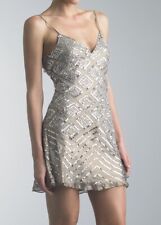 Mini vestido Basix Black Label feminino 100% seda lantejoulas bege champanhe tamanho 6 comprar usado  Enviando para Brazil
